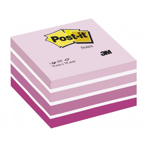 Cubo de 450 notas adhesivas 3m post-it 2028-p, 76x76 mm. rosa pastel