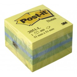 Mini cubo de 400 notas adhesivas 3m post-it 51x51 mm. color amarillo limón.