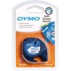 Cinta dymo letratag, 12 mm. x 4 mts. plástico, negro/blanco