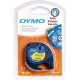 Cinta dymo letratag,12 mm. x 4 mts. plástico, negro/amarillo
