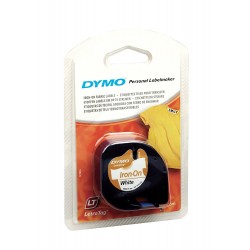 Cinta dymo letratag, 12 mm. x 2 mts. tela, negro/blanco