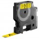 Cinta dymo d1, 12 mm. x 7 mts. poliéster, negro/amarillo