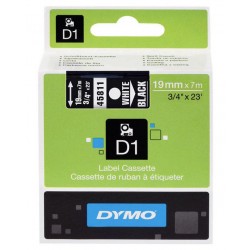 Cinta dymo d1, 19 mm. x 7 mts. poliéster, blanco/negro