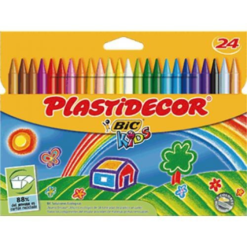Lápiz de cera bic kids plastidecor en colores surtidos, estuche de 24 uds.