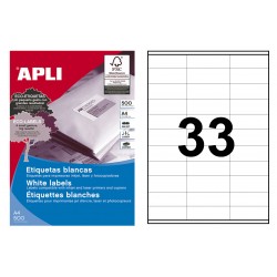 Etiqueta blanca cantos rectos apli de 70x25,4 mm. caja de 500 hojas din a4