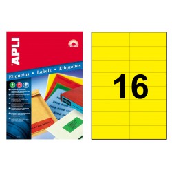 Etiqueta de color amarillo cantos rectos apli, 105x37 mm. blíster de 20 hojas din a4