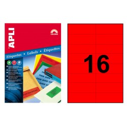 Etiqueta de color rojo cantos rectos apli, 105x37 mm. blíster de 20 hojas din a4