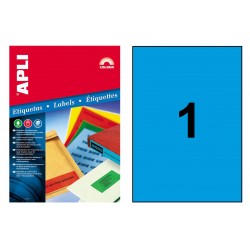 Etiqueta de color azul cantos rectos apli, 210x297 mm. blíster de 20 hojas din a4