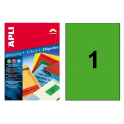 Etiqueta de color verde cantos rectos apli, 210x297 mm. blíster de 20 hojas din a4