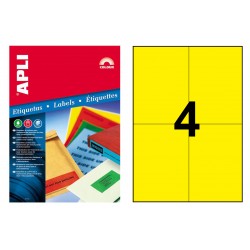 Etiqueta de color amarillo cantos rectos apli, 105x148 mm. blíster de 20 hojas din a4