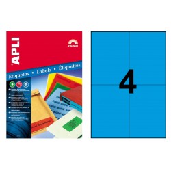 Etiqueta de color azul cantos rectos apli, 105x148 mm. blíster de 20 hojas din a4
