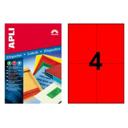 Etiqueta de color rojo cantos rectos apli, 105x148 mm. blíster de 20 hojas din a4