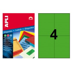 Etiqueta de color verde cantos rectos apli, 105x148 mm. blíster de 20 hojas din a4