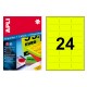 Etiqueta de color amarillo fluorescente cantos romos apli, 64x33,9 mm. caja de 100 hojas din a4
