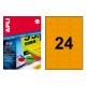 Etiqueta de color naranja fluorescente cantos romos apli, 64x33,9 mm. caja de 100 hojas din a4