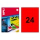 Etiqueta de color rojo fluorescente cantos romos apli, 64x33,9 mm. caja de 100 hojas din a4