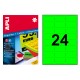 Etiqueta de color verde fluorescente cantos romos apli, 64x33,9 mm. caja de 100 hojas din a4