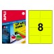 Etiqueta de color amarillo fluorescente cantos romos apli, 99,1x67,7 mm. caja de 100 hojas din a4