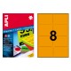 Etiqueta de color naranja fluorescente cantos romos apli, 99,1x67,7 mm. caja de 100 hojas din a4