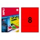 Etiqueta de color rojo fluorescente cantos romos apli, 99,1x67,7 mm. caja de 100 hojas din a4