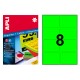 Etiqueta de color verde fluorescente cantos romos apli, 99,1x67,7 mm. caja de 100 hojas din a4
