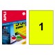 Etiqueta de color amarillo fluorescente cantos rectos apli, 210x297 mm. caja de 100 hojas din a4