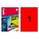 Etiqueta de color rojo fluorescente cantos rectos apli, 210x297 mm. caja de 100 hojas din a4