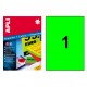 Etiqueta de color verde fluorescente cantos rectos apli, 210x297 mm. caja de 100 hojas din a4
