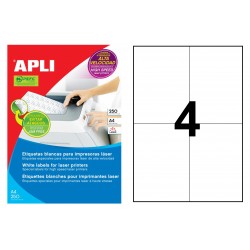 Etiqueta blanca para láser cantos rectos apli, 105x148 caja de 250 hojas din a4