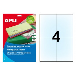 Etiqueta transparente brillante de poliéster cantos rectos apli, 105x148 mm. blíster de 10 hojas din A4
