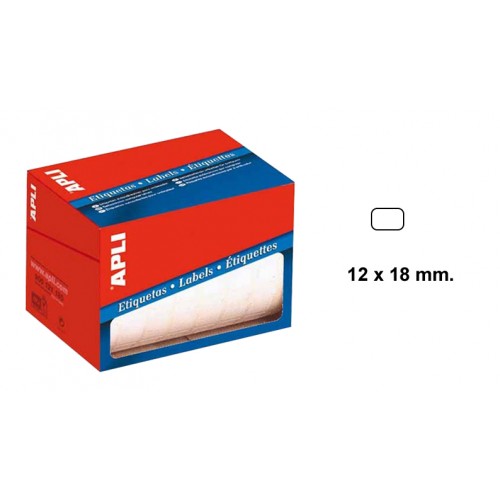 Etiqueta blanca de escritura manual cantos romos apli, 12x18 mm. en rollo