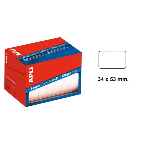 Etiqueta blanca de escritura manual cantos romos apli, 34x53 mm. en rollo