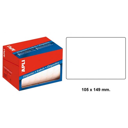 Etiqueta blanca de escritura manual cantos romos apli, 105x149 mm. en rollo