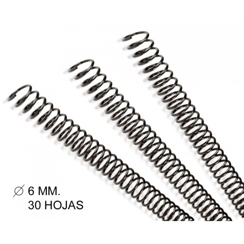 Espiral metálica gbc, Ø 6 mm. negro, caja de 100 uds.