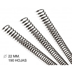 Espiral metálica gbc de Ø 22 mm. negro, caja de 100 uds.