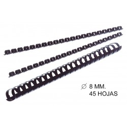 Canutillo plástico redondo gbc combbind de Ø 8 mm. negro, caja de 100 uds.