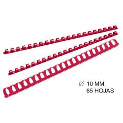 Canutillo plástico redondo gbc combbind de Ø 10 mm. rojo, caja de 100 uds.