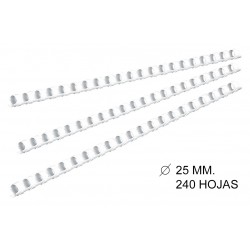 Canutillo plástico redondo gbc combbind de Ø 25 mm. blanco, caja de 50 uds.