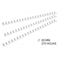 Canutillo plástico redondo gbc combbind de Ø 28 mm. blanco, caja de 50 uds.