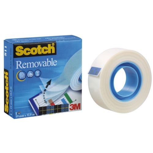 Cinta adhesiva removible 3m scotch magic 811, 19 mm. x 33 mts.