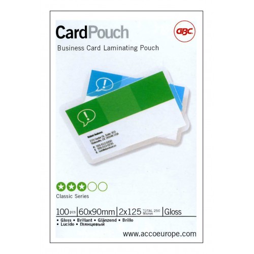 Funda para plastificar gbc 125 micras, N.I.F. 60x90 mm. caja de 100 uds.