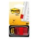 Marcapáginas 3m post-it index, 25,4x43,2 mm. rojo, dispensador de 50 uds.