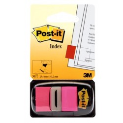 Marcapáginas 3m post-it index, 25,4x43,2 mm. rosa brillante, dispensador de 50 uds.