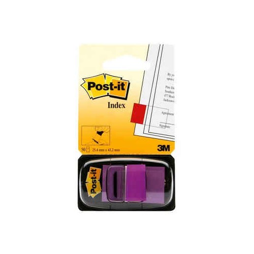 Marcapáginas 3m post-it index, 25,4x43,2 mm. violeta, dispensador de 50 uds.