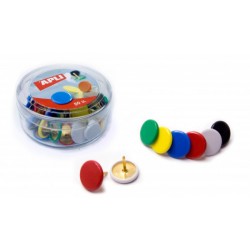 Chincheta plastificada apli, Ø 10 mm. colores surtidos, caja de 50 uds.