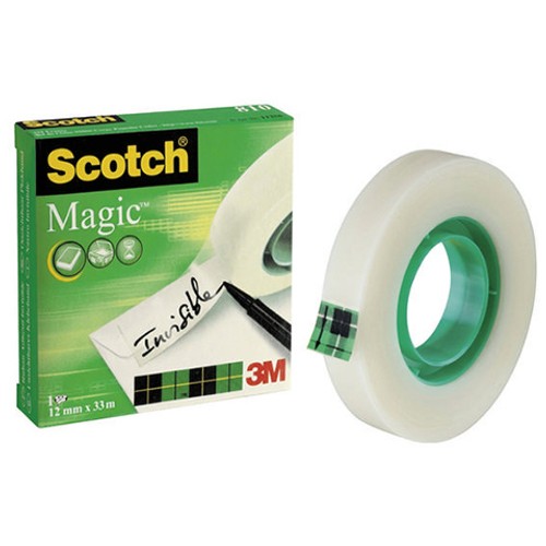 Cinta adhesiva invisible 3M scotch magic 810, 12 mm. x 33 mts.